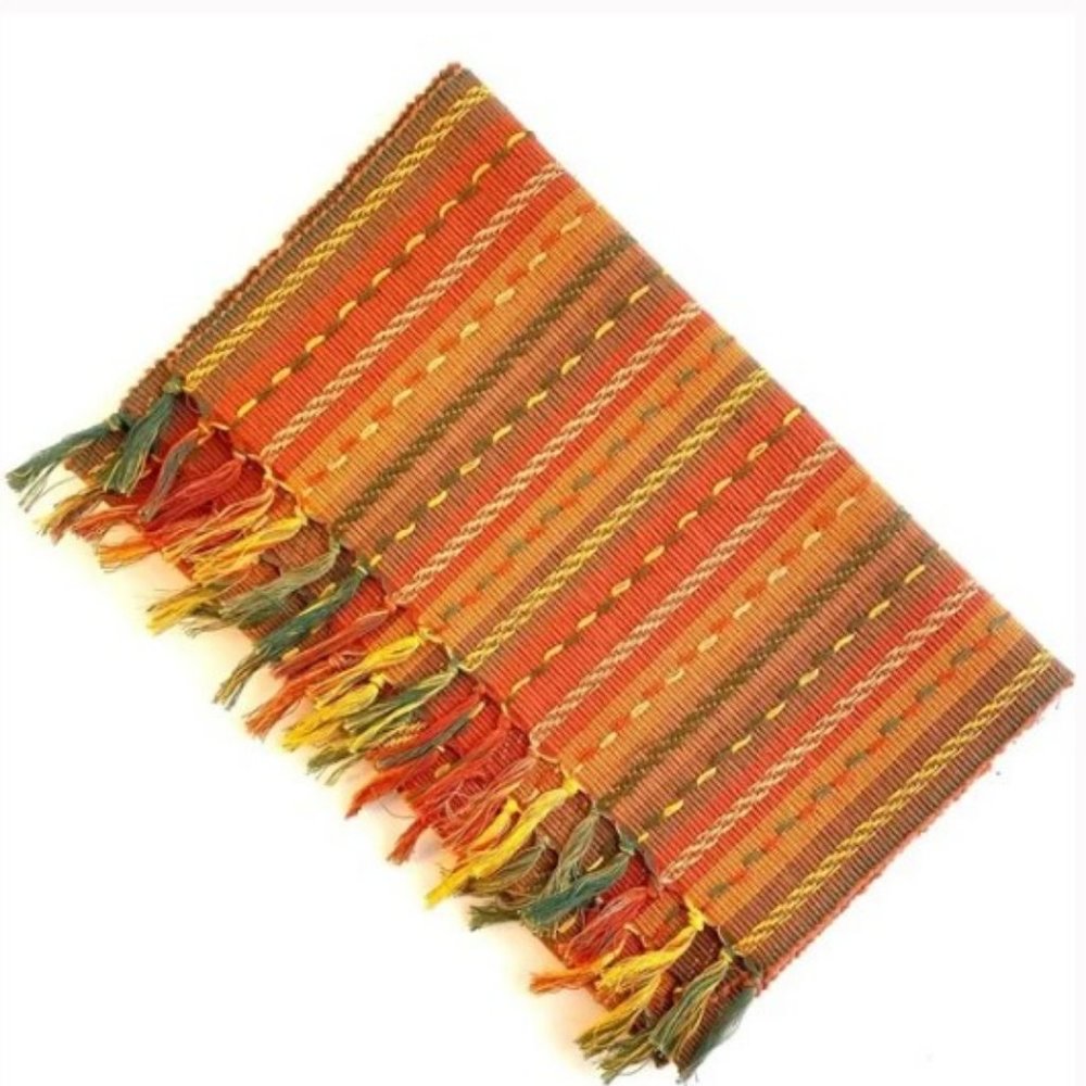 Mango Home Woven Stripe with Fringe Table Runner